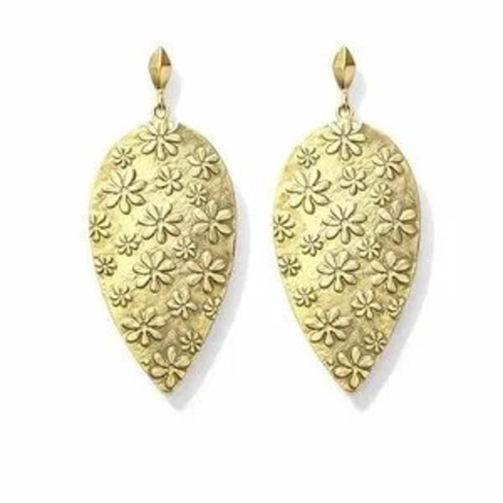 Trendy Gold Floral Leaf Earrings